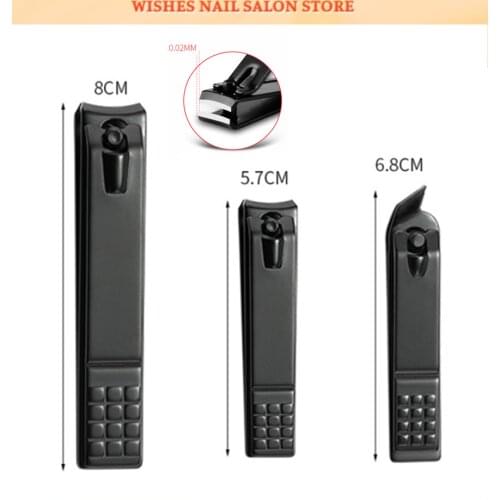 3PCS/Set Black Nail Clipper Stainless Steel Sturdy Ultra Sharp Anti-slip Professional Correction Manicure Nail Care Tool Set