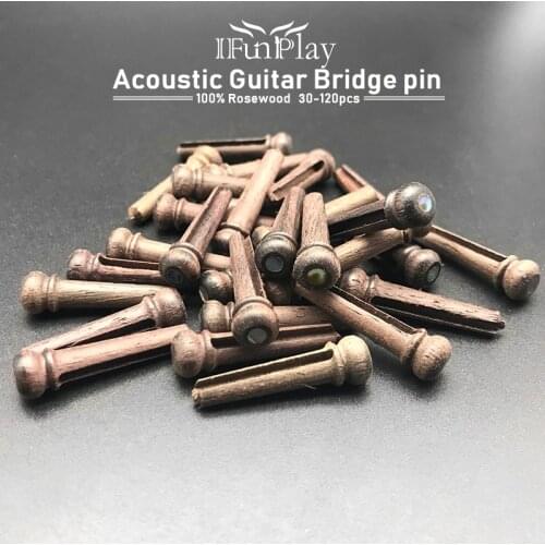 30/120pcs Rosewood Guitar Bridge Pins with 2.0mm Green Abalone Shell Dot Guitar Pressure String Nails Pin Free Shipping