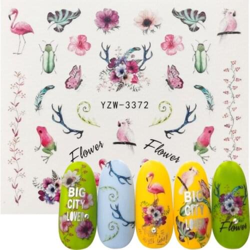 32 Designs For Choose Nail Polish Sticker Parrot Flowers Leaf insect Water Decals Manicure Tattoos Nails Decorations