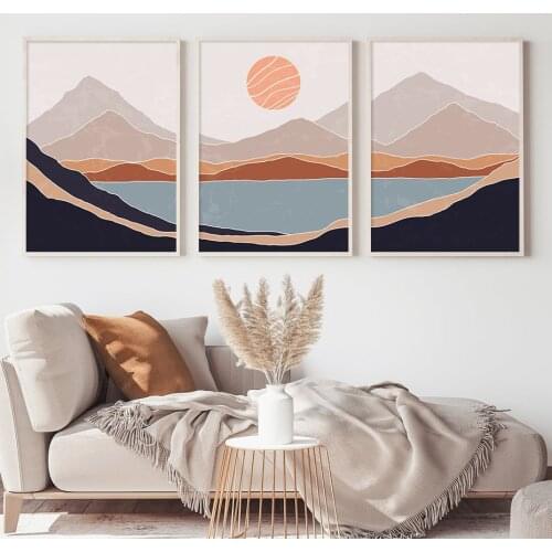 Boho Abstract Landscape Mountain Modern Posters Canvas Painting Wall Art Print Picture for Living Room Interior Home Decoration