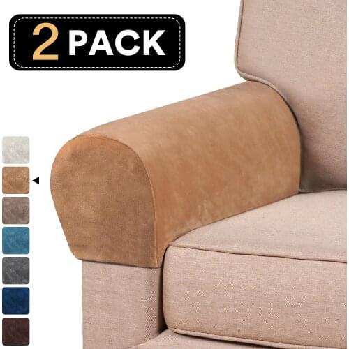 Velvet Stretch Sofa Armrest Cover Thicken Fabric Anti-Slip Protector Elastic Arm Sofa Cover Solid Color Armrest Cover
