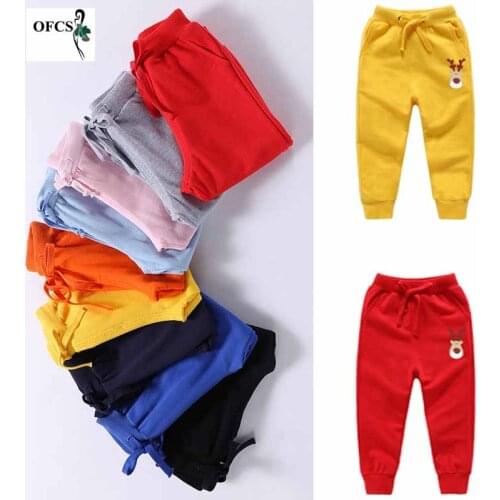 Pants For Boy Cartoon Print Boys Sports Trousers Spring Sweatpants For Girls Autumn Teenage Kids Active Soft Clothing 2-12Years