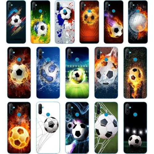 147SD Fire Football Soccer Ball Soft Silicone Tpu Cover phone Case for OPPO A1K A5S A7 AX7 A5 A9 2020 Realme 3 Pro C3 Case