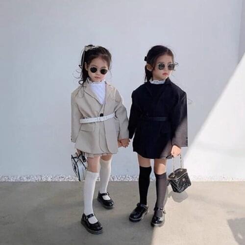 Spring Autumn Girls Suit Jacket Baby Coat Toddler Blazer Kids Brand Clothes Turn Down Collar 2 To 6 Yrs