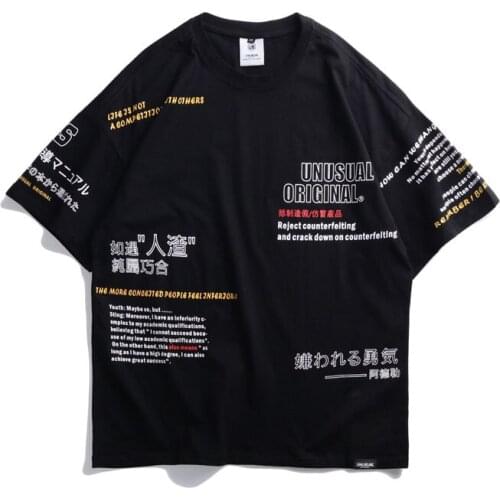 Lovers Cotton T-shirt hip hop scrawl design round collar trend short sleeved blouse street casual