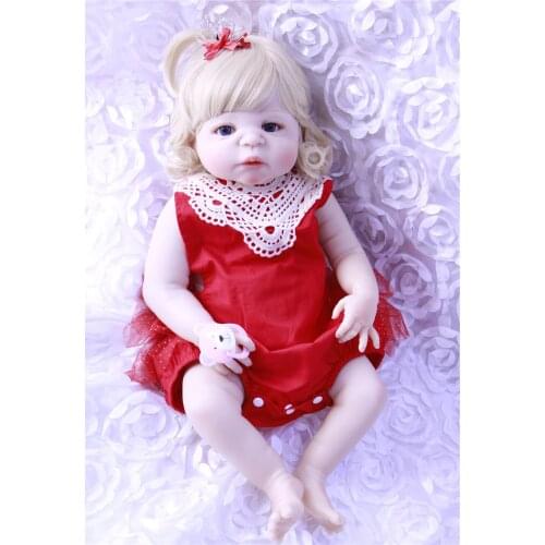 Bebe girl reborn 57cm Blonde curly hair full silicone reborn baby children gift toy dolls oyuncak bebek bonecas reborn BJD doll