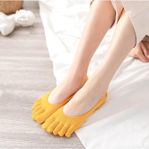 10 Pairs Low Cut Five Finger Socks Women Solid Color Non Slip Toe Socks Girls Spring Summer Cotton No Show Floor Sock Invisible