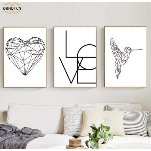 Line Art Canvas Painting Wall Art Canvas Posters and Prints Hexagon Graphic Abstract Painting Minimalist Picture Home Decoration