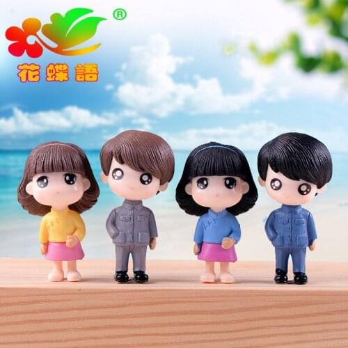 1set Mini Stool Couples Dolls Fairy Garden Miniatures Decor Dollhouse/Terrarium Action Figures Figurine DIY Micro Landscape