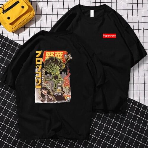 2021 Men Hip Hop T Shirt Japanese Harajuku Cartoon Monster T-Shirt Streetwear Summer Tops Tees Man Loose Tshirt Oversized HipHop