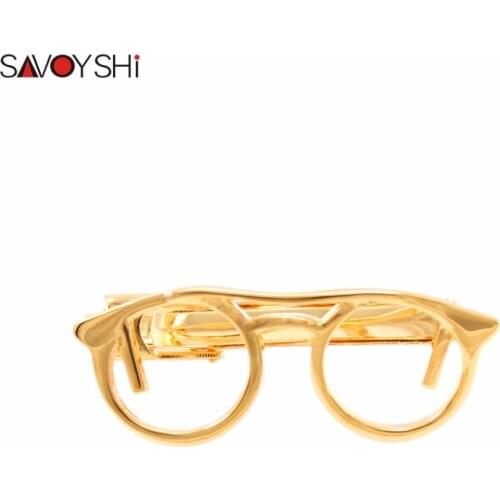 SAVOYSHI Gold/Silver Color Glasses Design Tie Clips for Men High Quality Necktie Tie Bar Clasp Tie Clip Gift Accessories Jewelry