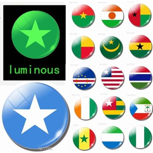 Sierra Leone Liberia Ghana Togo Benin Niger Nigeria Flag Glow At Night Mini Glass Dome Fridge Magnet Souvenir for Refrigerator