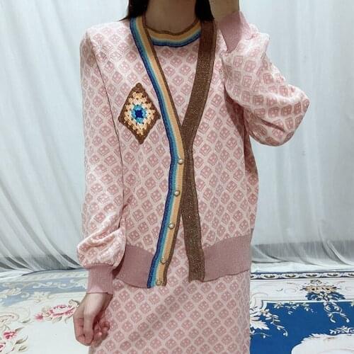 New Autumn Winter 2021 Fashion Clothes Knitted Sweater Cardigan Women Long Sleeve Plaid Streetwear Indie Folk Jumper Outwear Top