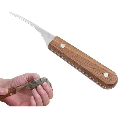 Stainless Steel Peeling Shrimp Lobster Knifes Shrimp Line Knife Practical Seafood Tools Portable Kitchen Supplies Wooden Handle