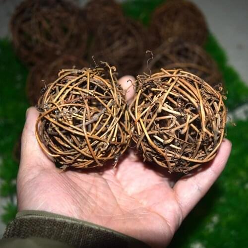 Wholesale 6cm brown Colors Woven Wicker Ball Home Decoration Soil rattan 12pcs/set 014024013