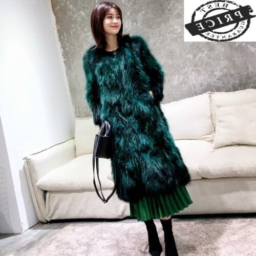 Natural Fox Fur Coat Female Long Winter Warm Parka Genuine Real Fur Jackets Women Slim Outwear Luxury Jacket Coat LWL11a5