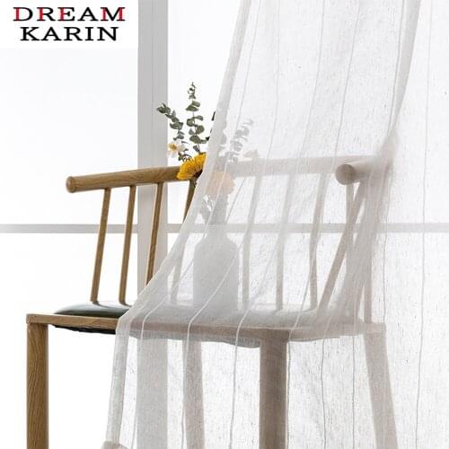 DK Striped Linen Curtains for Living Room the Bedroom Modern Tulle Curtains for The Kitchen Curtains for Window Drapes Door