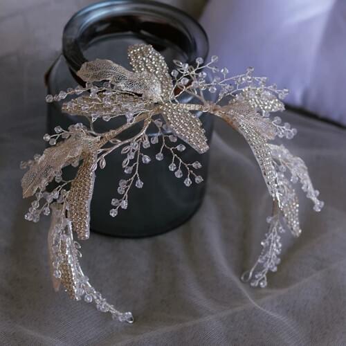European Soft Leaves Bridal Headbands Tiaras Adjust Wedding Hairbands Evening Head Wear Wedding Hair Accessory