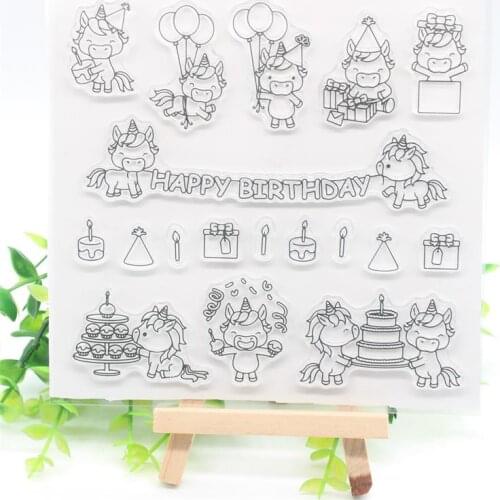 Unicorn Party Transparent Clear Silicone Stamps for DIY Scrapbooking/Card Making/Kids Crafts Fun Decoration Supplies
