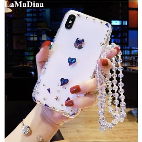 Luxury Diamond Love Heart Phone Case For Samsung S6 S7 S8 S9 S10 S11 LUS Lite Note 8 9 10 Bling Rhinestone Soft TPU Shell Cover