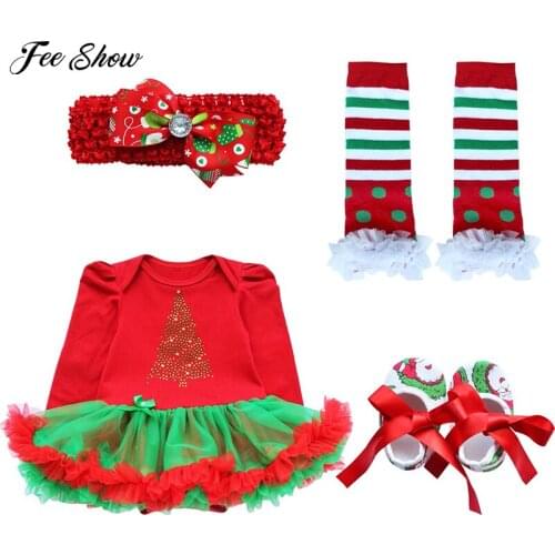 Baby Infant Girls Christmas Romper Newborn Baby Girl First Birthday Dress Role-play Party Wear 0-9 Months Toddler Girl Dress