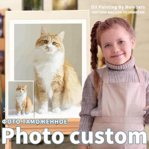 RUOPOTY Frame Diy Oil Painting Personalised Paint By Numbers Photo Custom Landscape Animals Coloring By Numbers Diy Gift Arts