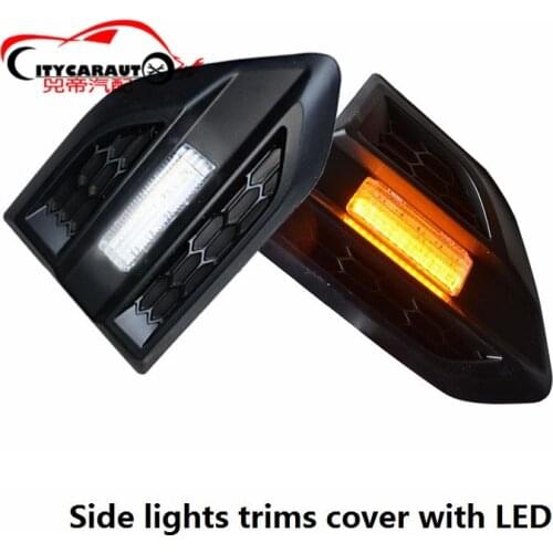 CITYCARAUTO EXTERIOR SIDE LAMPS TRIMS COVER WITH ELD Lamp Hoods FIT FOR T8 RANGER T8 T7 EVEREST ENDEAVOUR CAR SIDE LAMP HOODS