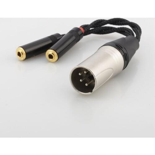 High Quality 4pin XLR Balanced Male to Dual 3.5mm Female Headphone Audio Adapter