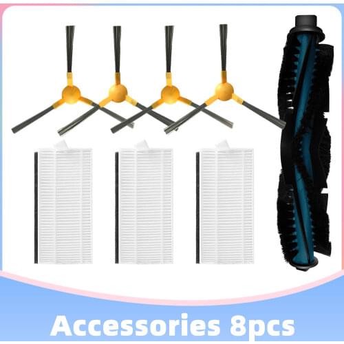 For Tesvor S6 Robotic Vacuum Cleaner Replacement Spare Parts 3-Arm Side Brush Main Roller Brushes Hepa Filter Strainer Set