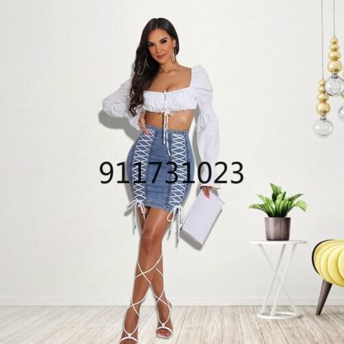 2021 New Women Denim Short Skirt High Waist Zipper-up Bandage Skirt Y2k Harajuku Sexy Bodycon Jean Skirt Party Nightclub Outfits