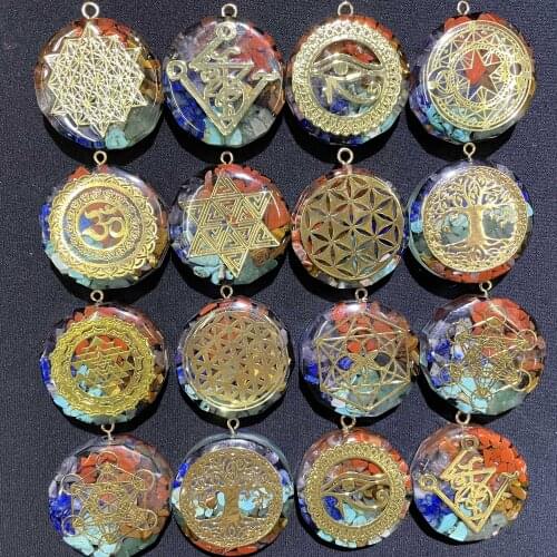 1 PCS Orgonite Pendant Symbol Amulet 7 Chakra Crystal Healing Energy Necklace Meditation For Women Jewelry Handmade Professional