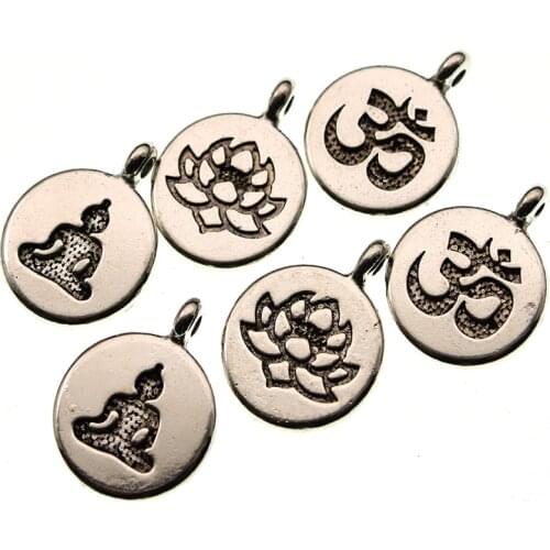 10pcs/lot 15x19 mm Tibetan Silver Plated Yoga OM Charm Pendants Jewelry Making Accessories Bracelet Jewelry Findings DIY