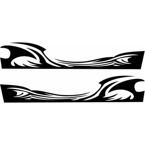 2 pcs Car Side Stickers Flame Pattern Waistline Stripe Sticker Racing Sports Decal Auto Vinyl Film Stickers Car Accessories