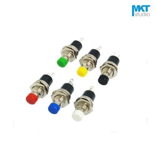 10Pcs 2 Pins 7mm Metal 250V 1A Button Push Button Electrical Switch Normal Open/Normal Close, Red/Green/Yellow/Blue/White/Black