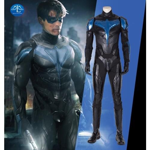 2020 Titans Dick Grayson Nightwing Cosplay Costume Bodysuits Armor Suit Men Outfit for Halloween Carnival Party Costumes Adult