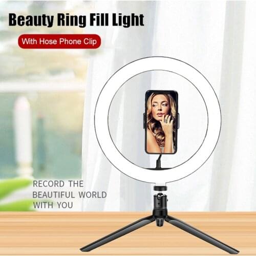 26CM Live Streaming Fill Light LED Selfie Lamp Photo Photography Studio Lighting Makeup Ring Light With Desktop Mini Tripods