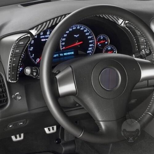 Car Dashboard Frame Decal Cover Trim Sticker for Chevrolet Corvette C6 2005-2007 Carbon Fiber LHD 3pcs Decoration Accessories