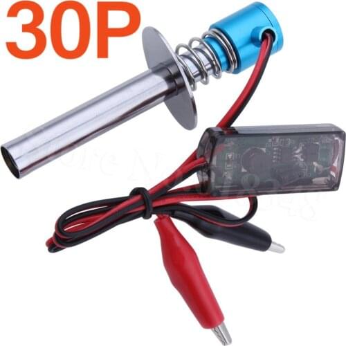 30pcs/Lot 6-12V Upgraded Electronic Glow Plug Igniter with Alligator Clip HSP 80100 for Nitro Power RC Car Monster Truck