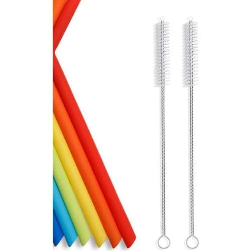 6 Pieces Of Set Reusable Silicone Drinking Straws Set Convenient Storage