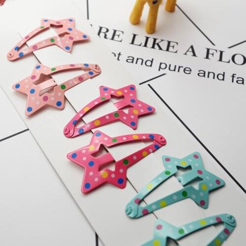 6 PCS New Cute Cartoon baking finish Five-pointed Star Baby BB Clips Girls Hairpins Hair Clip Kids Headwear Children Accessories