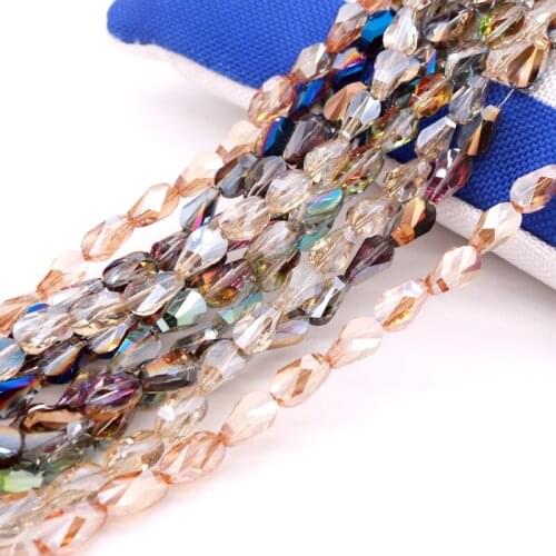 70pcs Czech Rhinestone Glass Jewelry Beads DIY Sector-shaped Water Drop Bead For Bracelet Earrings Necklace Accessories