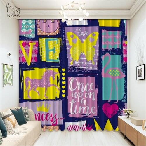 Abstract Comics Graffiti Butterfly Curtain Printed Bedroom Curtains Blackout Living Room Drape Curtain For Kitchen Micro Shading
