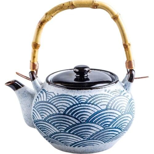 Sea Ripple Japanese Style Home Teapot Creative Ceramic Teapot Kungfu Tea Set Filter Teapot Teacup Restaurant Single Pot