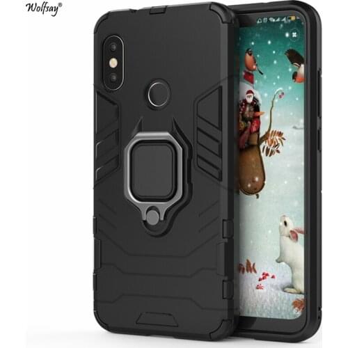 For Xiaomi Mi A2 Lite Case, Xiaomi Redmi 6 Pro Car Holder Armor Cases Hard PC & Soft Silicon Cover for Xiaomi Mi A2 Lite Wolfsay