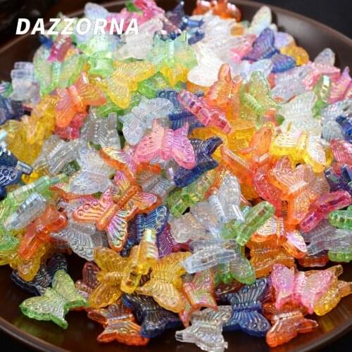 Transparent Mixed Color Butterfly Shape 30-150Pcs/Pack Acrylic Beads For Handmade Jewelry Making DIY Bracelet Crafts Accessories