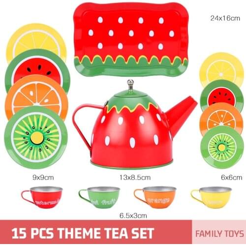 Childrens Simulation Tea Set Girl Play House Tinplate Afternoon Tea Set Interest Development Early Education Kitchen Teapot Toy