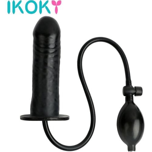 IKOKY Inflatable Huge Dildo with Pump Female Masturbator Anal Plug Sex Toys for Women Fake Penis Butt Plug Sex Shop