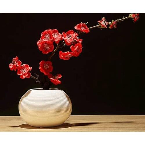 Ceramic vase flower arrangement dried flower furnishings Chinese retro handmade clay pots home table decoration vase furnishings