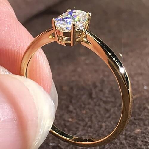 14K AU585 Rose Gold Women Wedding Anniversary Engagement Party Ring 1 2 3 4 5 Carat Oval Moissanite Diamond Ring Classic Trendy