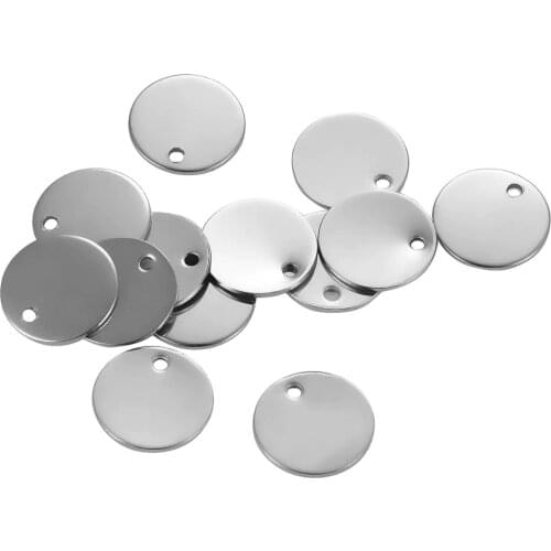 50PCs Stainless Steel Round Charms Dog Tag Pendants Stamping Blanks Pendants For Necklaces DIY 12mm Jewelry Making